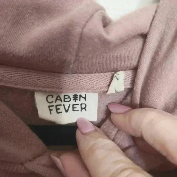 Cabin Fever Dusty Rose Oversized Kangaroo Pocket Style Hoodie Size S/M - Picture 7 of 11